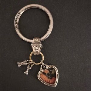 Brighton Silver Heart Dog Keychain